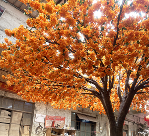 Cây hoa anh đào giả lụa cao cấp, kích thước lớn, màu vàng cam, dùng trang trí nhà hàng trong nhà - Product Image 3