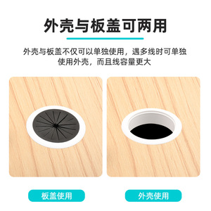 Cache-câble rond en plastique de 60 mm, anti-poussière, détachable, pour la gestion du câblage des bureaux et des armoires - Product Image 5
