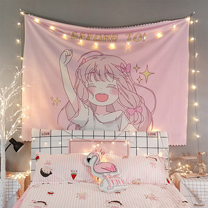 Macramé Anime Kawaii Décoration murale pour <span class=keywords><strong>chambre</strong></span> de fille, <span class=keywords><strong>tapisserie</strong></span> rose, décoration de <span class=keywords><strong>chambre</strong></span> japonaise - Product Image 2