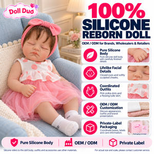 Muñeca Reborn de Silicona de Cuerpo Completo de 18 Pulgadas, Personalizada, con Vestido de Tul Rosa y Blanco con Puntos, Educativa y Suave - Product Image 1