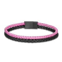 Bracelet vintage en acier inoxydable tissé bicolore fermoir magnétique double couche tendance de la mode pour hommes femmes breloque VEROMCA en acier inoxydable