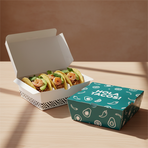 Caja de Embalaje de Papel para <span class=keywords><strong>Tacos</strong></span> <span class=keywords><strong>Mexicanos</strong></span> Crujientes Desechable con Logotipo Personalizado, Caja de Embalaje para Llevar <span class=keywords><strong>Tacos</strong></span> y Burritos - Product Image 3