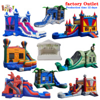 Château Gonflable Commercial en PVC Blanc Personnalisable pour Adultes, Combo Extérieur avec Toboggan Aquatique pour Fêtes d'Enfants