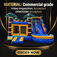 Château gonflable commercial à thème de dessin animé, château bleu en PVC, maison de rebond avec souffleur, parc pour enfants, chiens et famille, vente chaude