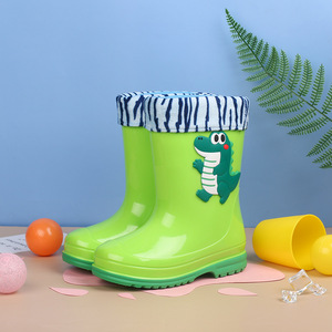 Bottes de pluie pour enfants, chaussures aquatiques pour enfants, longueur mi-mollet, isolation supplémentaire, fonction antidérapante, fabriquées en matériau écologique - Product Image 3