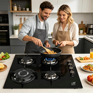 Estufa de gas con quemador, estufa de gas de bajo consumo, duradera, de 4 quemadores, de vidrio, diseño impermeable, 1 año de garantía, para uso doméstico y en caravanas. - Product Image 2