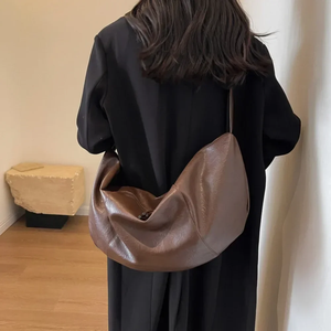 Wholesale Retro Korean Version Ins Hobos <b>Bag</b> Causal Large Capacity PU Soft Simple and Casual 2025 New Tote Women Leather - Product Image 5