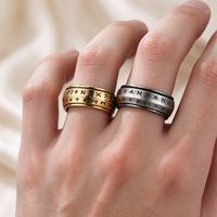 Nouvelle bague de mode rétro nordique Viking à double couche rotative en acier inoxydable avec gravure de runes pour hommes, bague anti-anxiété, bijoux