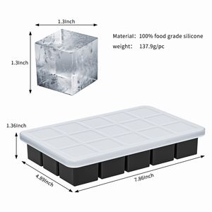 Bacs à glaçons en silicone avec couvercle 2 pouces énormes cubes pour whisky fusion lente idéal pour les cocktails Bourbon <span class=keywords><strong>Scotch</strong></span> et Home Bar - Product Image 6