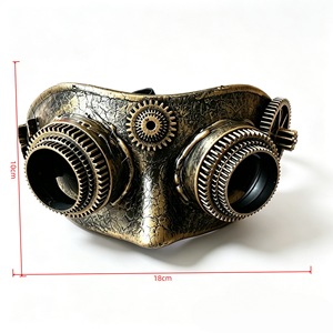Masque steampunk HLC avec lunettes de protection, masque demi-visage de style mécanique pour Halloween, accessoire de <span class=keywords><strong>costume</strong></span> pour bal masqué et festival cosplay - Product Image 4