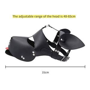 Accessoires de cosplay sexy pour femmes, couvre-chef tête de chien BDSM érotique fétichiste avec langue rouge, pour jeu de rôle, fête, <span class=keywords><strong>couple</strong></span>, chiot, couvre-tête complet - Product Image 6