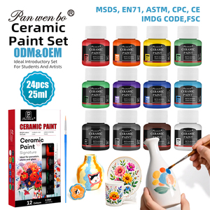 Set de Pintura para Cerámica Multicolor Vibrante de 12 x 25 ml (0.84 US Fl.oz), Pintura para Dibujo en Cerámica No Tóxica para Proyectos de Arte y Manualidades DIY - Product Image 1
