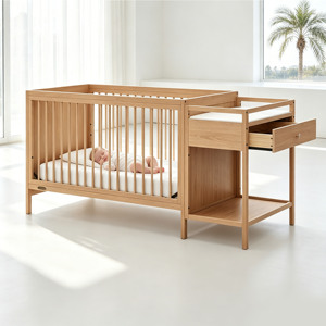 Luxury Diaper Table Multifunctional Baby Wood Beds with <b>Drawers</b> <b>6</b> In 1 Baby Cribs for 0 -<b>6</b> Years - Product Image 2