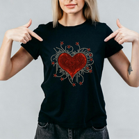 Transfert de strass personnalisé de haute qualité, prêt à poser, motif cœur pour t-shirts