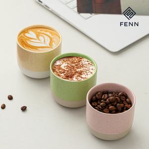 芬恩定制标志陶瓷咖啡杯哑光斑点粘土浓缩咖啡杯彩色230毫升陶器饮料无手柄塔扎斯德咖啡杯 - Product Image 2