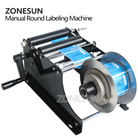 Machine d'étiquetage manuelle simple et facile ZONESUN ZS-50 pour contenants en plastique, bocaux, huiles essentielles, bouteilles rondes