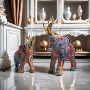 Elefante Esculpido en Resina Epoxi con Transferencia de Agua, Artesanía de Arte Popular, Decoración Creativa para el Hogar, Oficina, Sala de Estar, Adorno para Vinoteca - Product Image 4