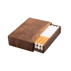 Caja organizadora de hash de madera de bambú personalizada al por mayor, bandeja rodante, cajas de almacenamiento de madera para fumar