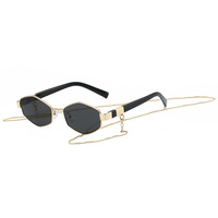 Lunettes de soleil pour femmes, style européen et américain, avec cordon antidérapant, monture intégrale en métal, protection UV400, emballage en boîte