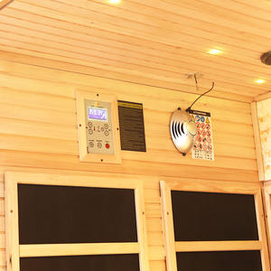 Helius HL-004HCSL Low EMF 4-Person Far <b>Infrared</b> Hemlock Wood Customizable Detox Sauna Transom Windows Computer Control Panel - Product Image 4