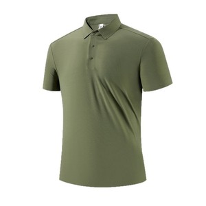 Kemeja Polo cepat kering untuk pria, kaos rajut merek besar kerah tinggi desain datar untuk Golf kerja kasual panjang pendek - Product Image 1
