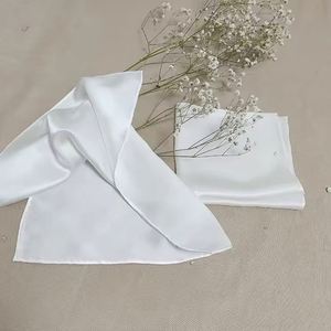 Foulards carrés en soie blanche 100% naturelle, 20 mm, personnalisés, unis, multifonctionnels, doux pour la peau, sans motif - Product Image 3
