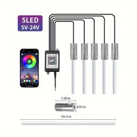 Lumière ambiante intérieure de voiture, lampe décorative, éclairage d'ambiance en fibre optique, contrôle par application, lumières froides RGB