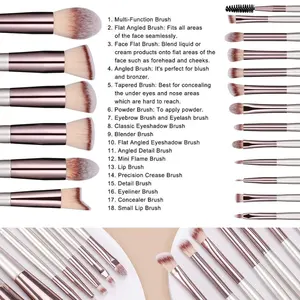 Makeup Brush Set With Box BS-MALL Champagne Gold Makeup Brushes Set 18PCS Skin-Friendly Private Label Synthetic Brushes Makeup With Holder