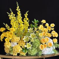Susunan Bunga Lorong Pernikahan Anggrek Mawar Putih Kustom dan Baby's Breath, Bunga Lantai Artifisial Elegan