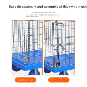 Chariot de ramassage des déchets de supermarché pliable robuste, chariot à tirer, capacité de charge de 500 kg, <span class=keywords><strong>lit</strong></span> plat portable - Product Image 5