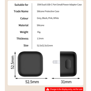 Chargeurs de téléphone portable en silicone souple en gros à prix d'usine en ligne pour adaptateur secteur mini double USB-C <span class=keywords><strong>35W</strong></span> <span class=keywords><strong>Apple</strong></span> - Product Image 6