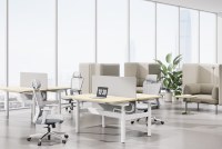 Bureau ergonomique réglable en hauteur avec écran acoustique de confidentialité, poste de travail modulaire pour bureau, bureau debout