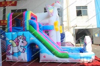 Château gonflable avec licorne blanche, haute qualité, maison gonflable de qualité commerciale, jeux de diapositives d'eau, piscine