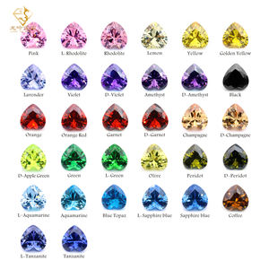 高品質3A 5A CZストーンピンクブラックガーネットブルーカラーハートカットキュービックジルコニア8mm合成宝石熱処理付き - Product Image 3