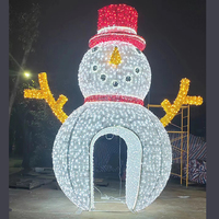 Arche de Noël géante en métal/PVC avec motif bonhomme de neige 3D LED pour extérieur, éclairage grandeur nature, décoration paysagère commerciale