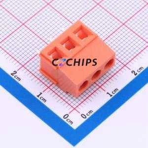 DB128L-5.0-3P-OG-S Screw Terminal Block Through hole Component (THT),P=5mm Connector 1x3P 5mm Orange Through Hole - Product Image 1