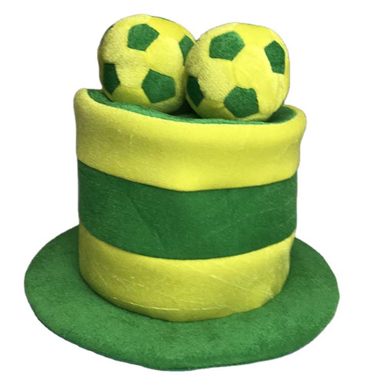 Wholesale creay party cheering supporter yellow and green word cup football fan hat