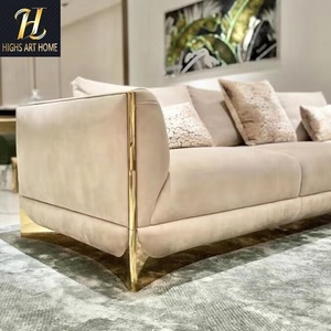 Sofá italiano de lujo de gama alta personalizado Villa sala de estar sofá sonrisa de cuero esmerilado para Hotel Villa sala de estar - Product Image 5