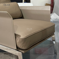Italin – fauteuil en cuir à pied en acier, Design Simple, chaise de détente moderne et confortable