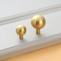 Poignée de tiroir ronde en laiton massif, profil boule, pour porte de placard, poignée de meuble à trou unique, boutons de traction sphériques dorés, ensemble de quincaillerie