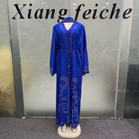 Nouvelle Robe de Soirée Élégante et Ample pour Femme, Style Ethnique Rouge, Boubou Kaftan Abaya à Manches Longues, Africaine et Moyen-Orientale, Ornée de Strass Haut de Gamme