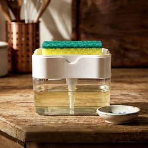 Distributeur automatique de savon liquide en plastique durable Maxfree pour cuisine et salle de bain, avec boîte de distribution de mousse et éponge - Product Image 5