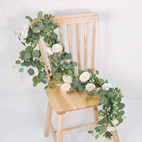 Guirlande de feuilles d'eucalyptus artificielles, toucher réel, 1,75 m, plantes artificielles suspendues, décoration de table pour mariage et hôtel
