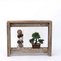 Console rustique en bois massif avec étagère de rangement, finition antique faite à la main, meuble de salon, décoration d'entrée