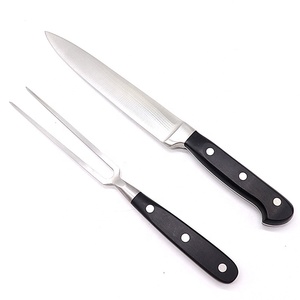 De acero inoxidable cuchillo y tenedor triple remache con empuñadura ergonómica herramienta de barbacoa <span class=keywords><strong>para</strong></span> carne de carne <span class=keywords><strong>asado</strong></span> jamón y Turquía - Product Image 1