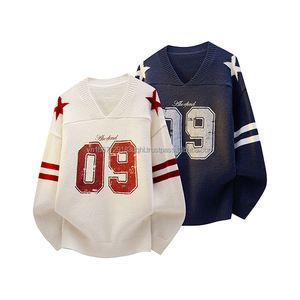 Pull en maille col rond pour homme, style jersey, imprimé numérique personnalisé, tendance, haut de gamme, automne-hiver, 100 % polyester et coton - Product Image 5