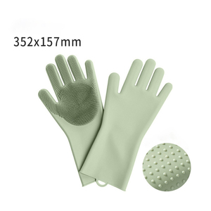OEM Custom Logo Heat-resistant Design Silicone Cleaning Brush Scrubber <b>Gloves</b> Dish Washing <b>Gloves</b> - Product Image 6