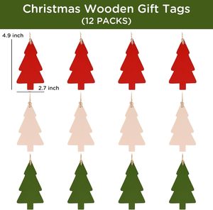12 Pezzi Etichette in Legno Non Finite Personalizzabili a Forma di Albero di Natale, Targhette Pendenti a Forma di Albero <span class=keywords><strong>per</strong></span> Decorazioni Natalizie - Product Image 3