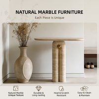 Table console moderne en marbre organique irrégulier, pieds coniques en pierre naturelle verte, meuble de luxe pour entrée et salon