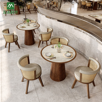 Chaise de salle à manger en rotin et bois massif, style moderne d'Asie du Sud-Est, avec plateau en pierre, durable, pour hôtels et restaurants, vente en gros, usage commercial